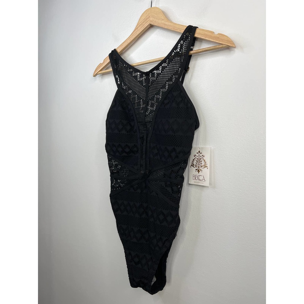 Becca Color Play Savannah High Neck Women's One Piece Black Size: Small NWT - Picture 4 of 8